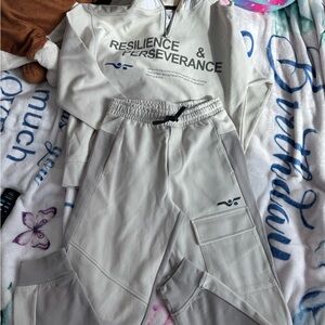 Zara Boys Kids Grey Cream Matching Sweatshirt & Joggers Set